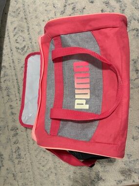 PUMA Pink Gray Small Gym Duffel Bag